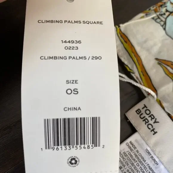 Last 2‼️NWT Tory Burch Women's Climbing Palms Square Scarf 144936 - Picture 6 of 9